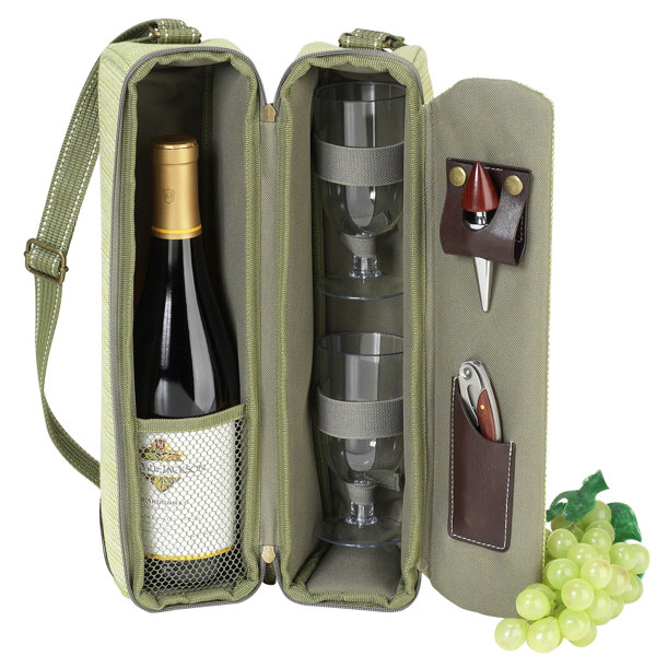 Double Red Wine Handbag Leather Wine bag with Handles Reusable