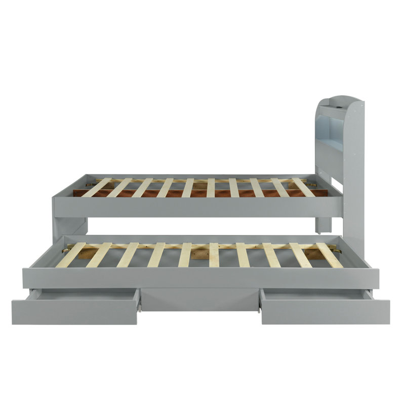 Ashantis Platform Storage Bed, Full, Gray