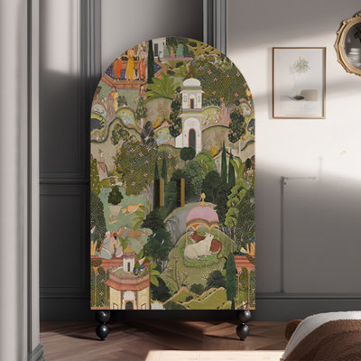 American style retro two-door arched wardrobe