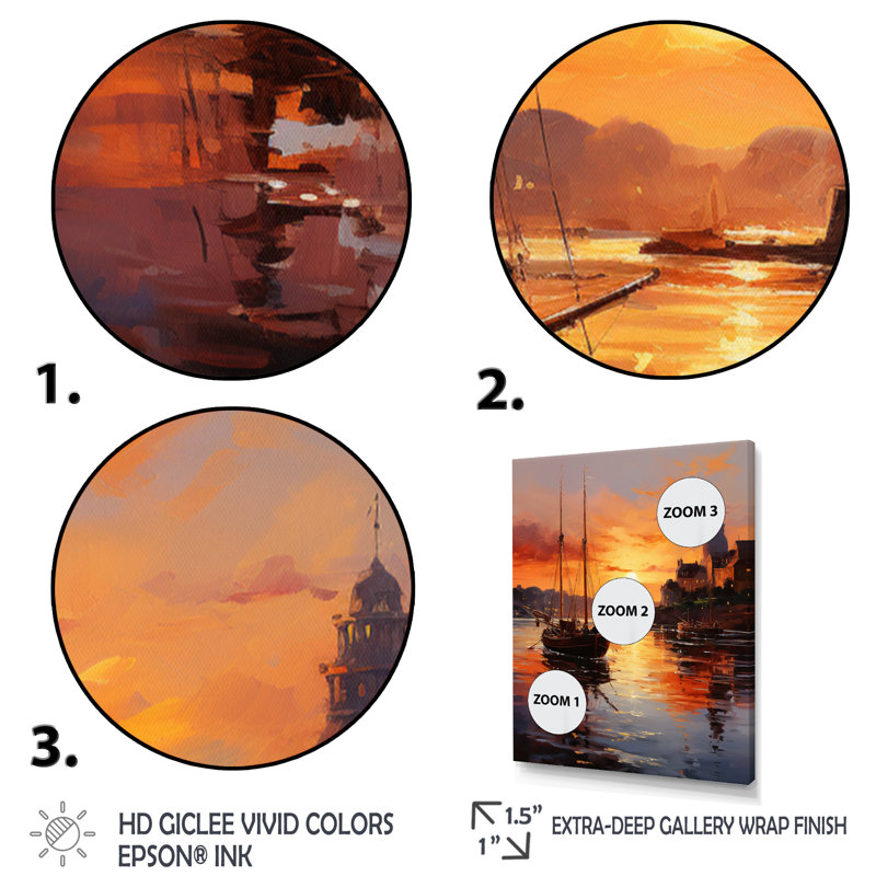 Atalissa, Allemagne, coucher de soleil, port III, H 32 po x l 16 po x P 1 po, Encadrement doré