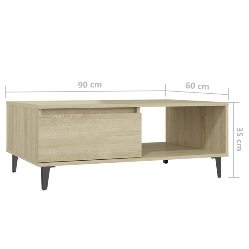 Staveley Four Leg Coffee Table with Storage, Sonoma Oak/Black