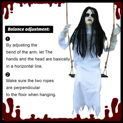 Décorations d'Halloween Props suspendus balançoire avec des expressions effrayantes, fantômes suspendus