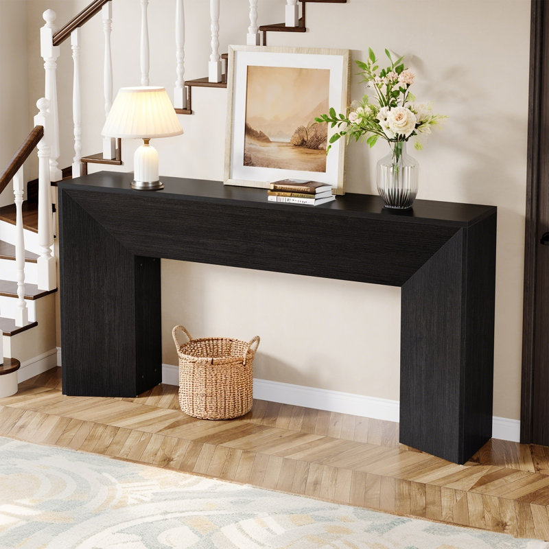 Console 63 po, table de couloir avec canapé en bois, Noir, noir, noir, noir