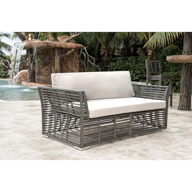 Ensemble de canapé en rotin 4 pièces avec coussin Sunbrella, Graphite