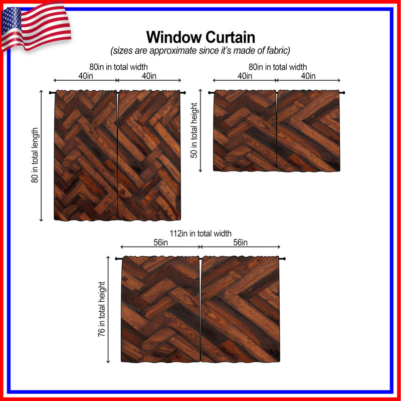 Rideaux en bois Parquet, 20 po x 60 po - 2 panneaux, Transparent