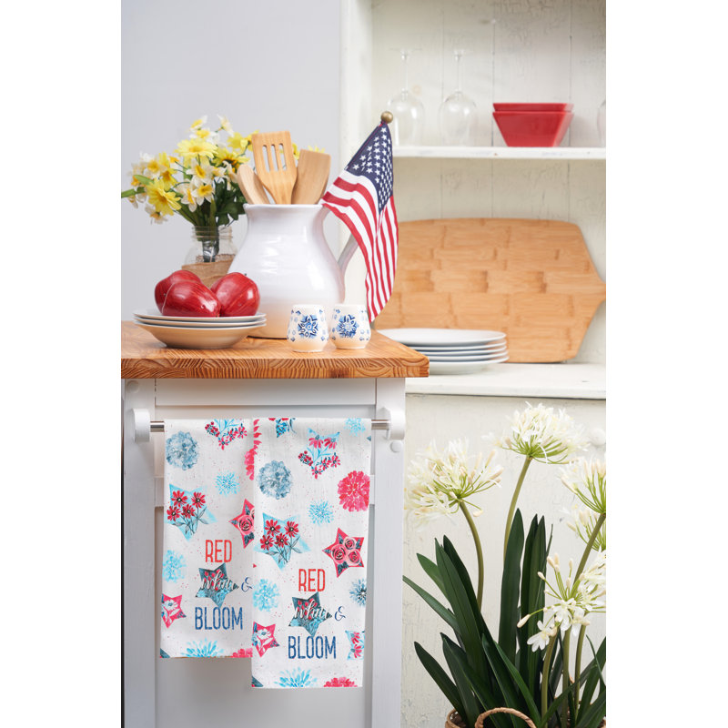 Torchon de cuisine patriotique «Red White & Bloom»