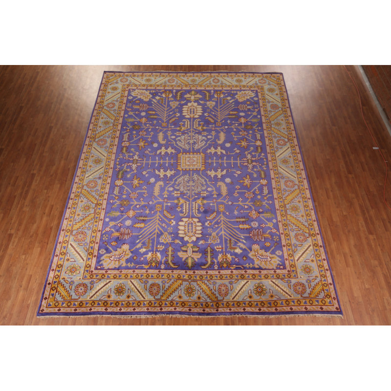 Grand tapis indien mauve fait à la main Oushak 12 x 15