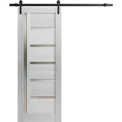 Quadro Solid + Manufactured Wood Paneled without Installation Hardware Kit Barn Door