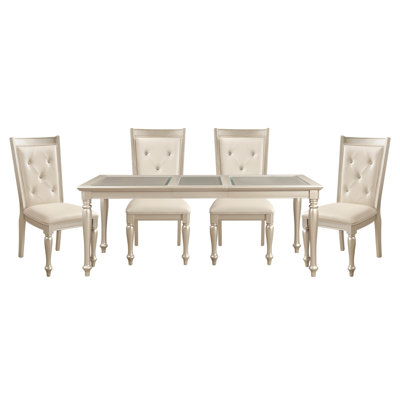 Traditional Design Silver Finish Dining Table