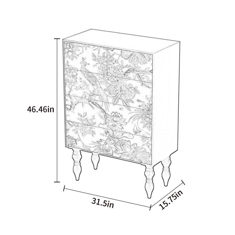 Commode d'appoint de rangement moderne à cinq tiroirs