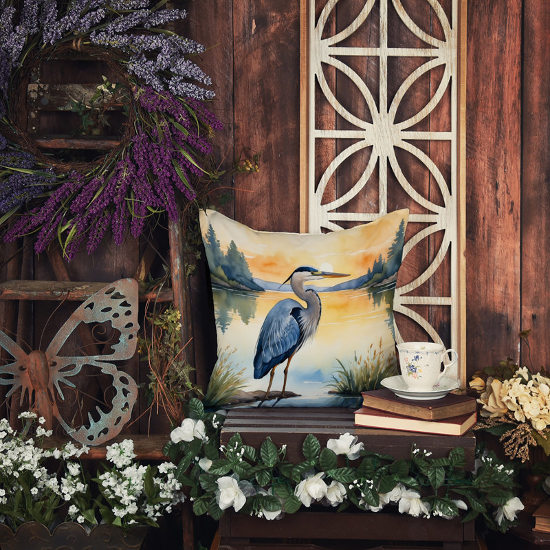 Coussin Blue Heron in the Golden Hour, Carré 18 po