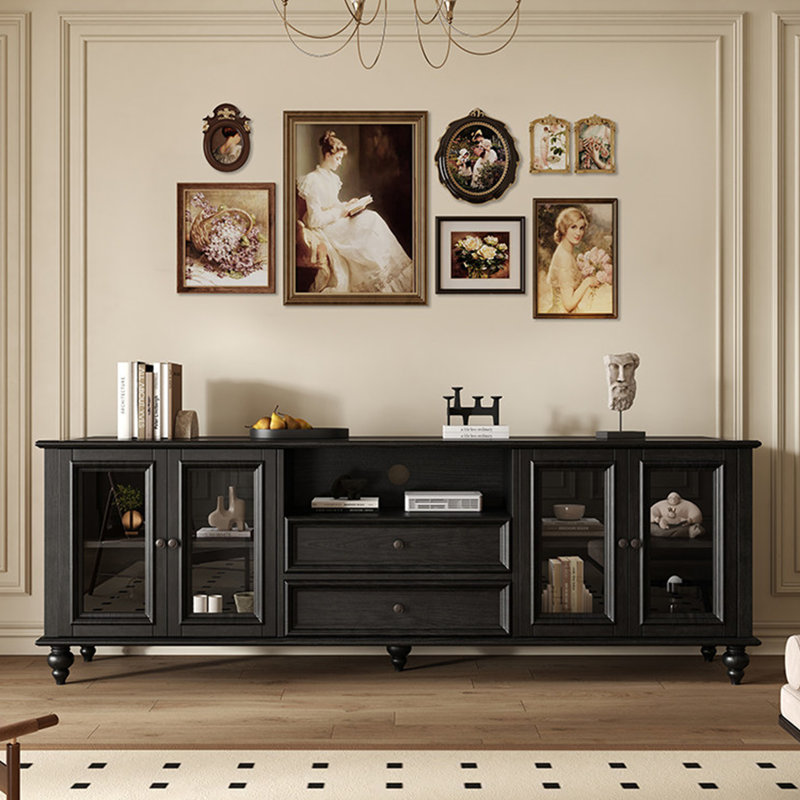 Meuble télé avec rangement American Retro, H 26,8 po x L 86,6 po x l 15,7 po, Noir