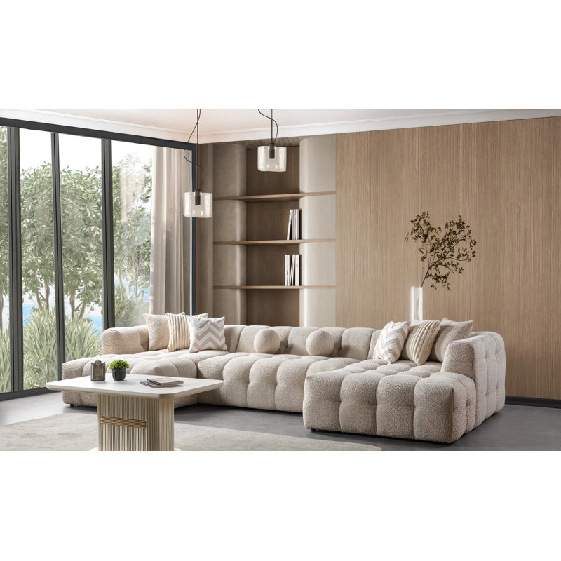Iris Sand Boucle Double Chaise Sectional