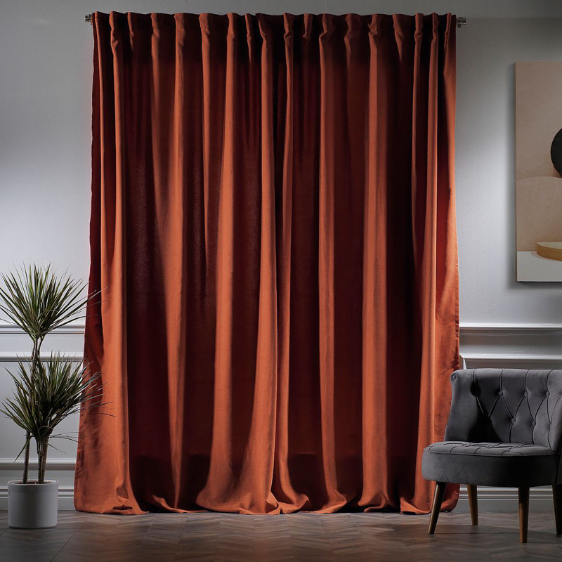 Lined Blackout Extra Long & Extra Wide Custom Made Decorative Single Panel, 100" W x 144" L, Burnt Orange