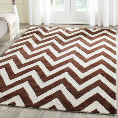 Nero Chevron Wool Hand Woven Area Rug