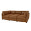 Canapé modulaire en similicuir Caramel, canapé d'angle en L avec 1 repose-pieds autoportant