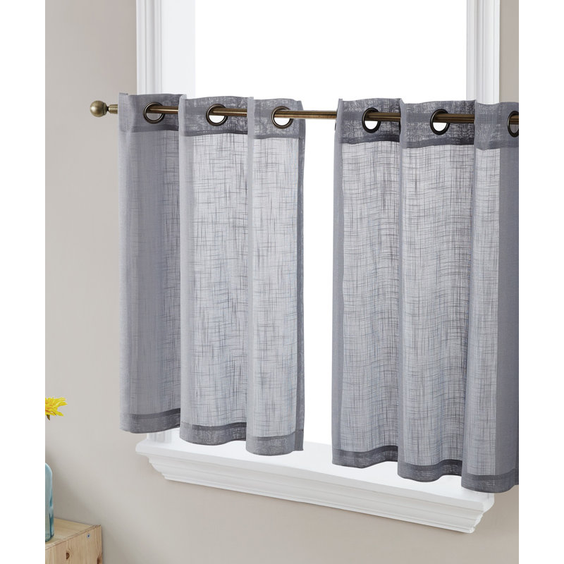 Aleksander Tailored Cafe Curtain, 35" W x 24" L, Gray