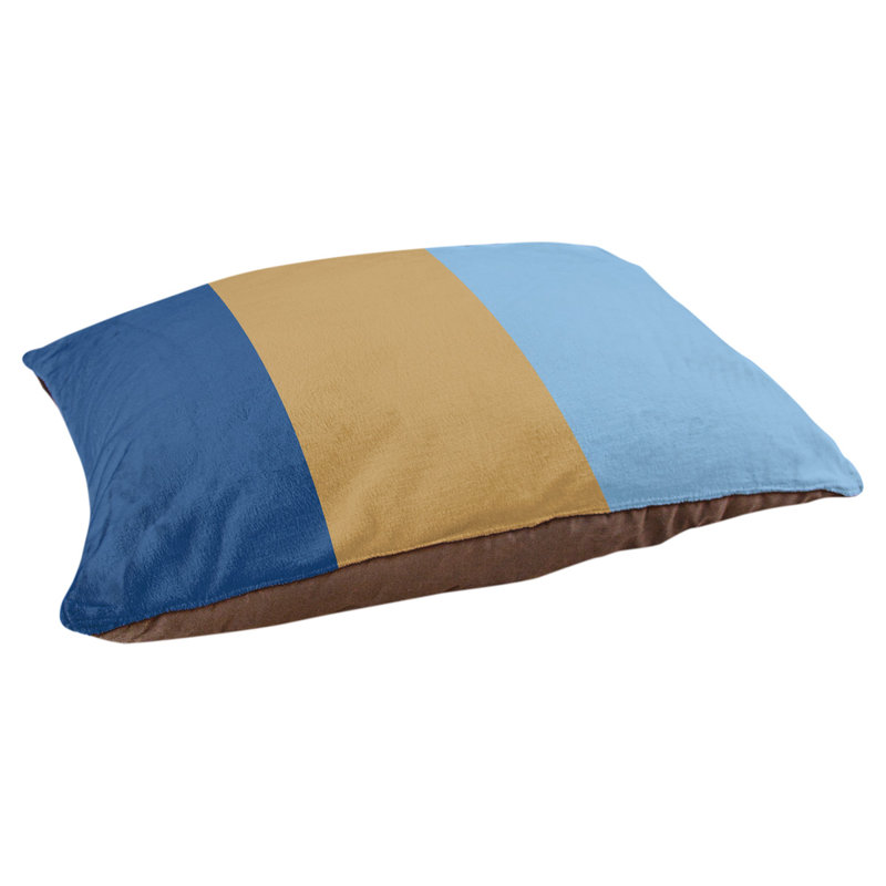 Coussin rectangulaire designer Kansas City, Bleu royal / doré / bleu poudre, Petit (L 18 po x l 28 po)