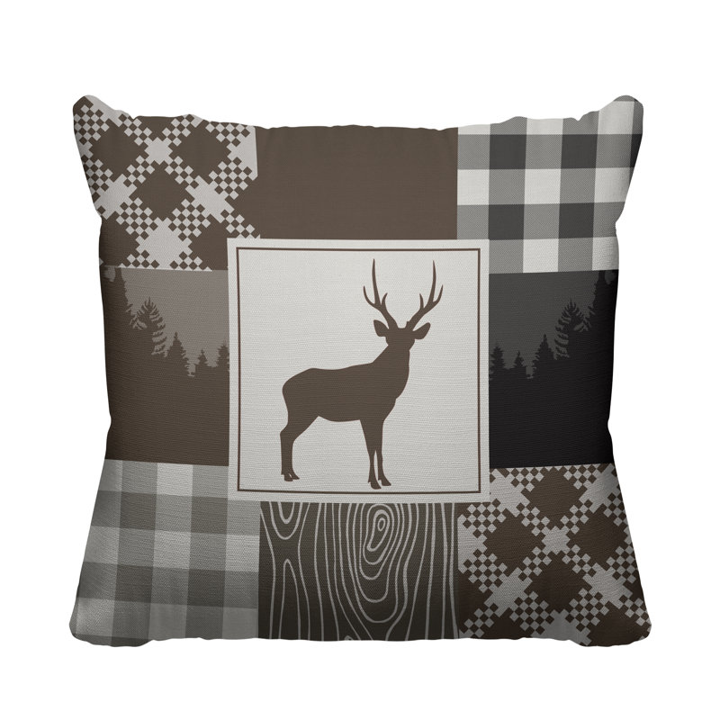 Coussin intérieur / extérieur Range Trees Cabin, 19 po x 19 po, Beige, Carré
