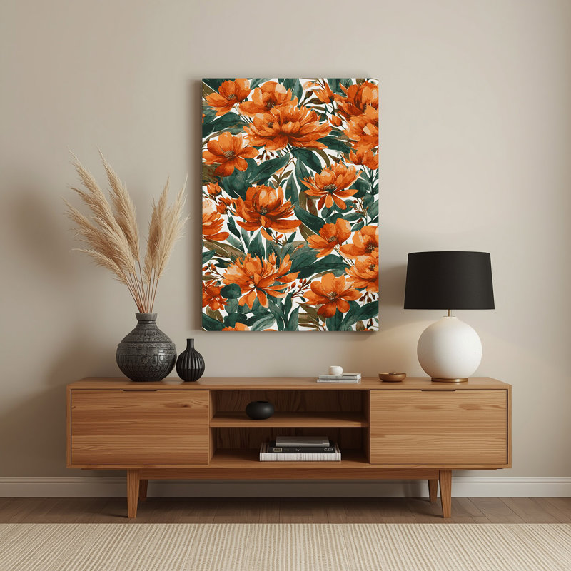 Aquarelle florale 82, art mural en métal brun, H 36 po x l 24 po
