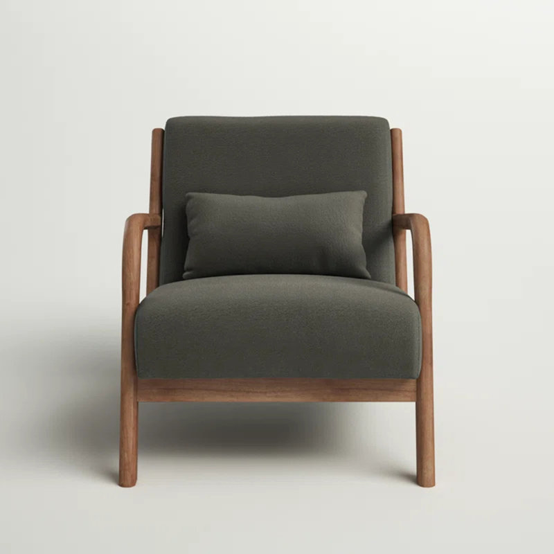 Hertford 26" Wide Mid Century Upholstered Solid Wood Accent Chair with an Extra Pillow