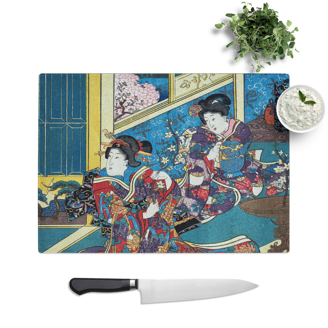 Glass Flower of Akashi by Utagawa Kuniteru Chopping Board