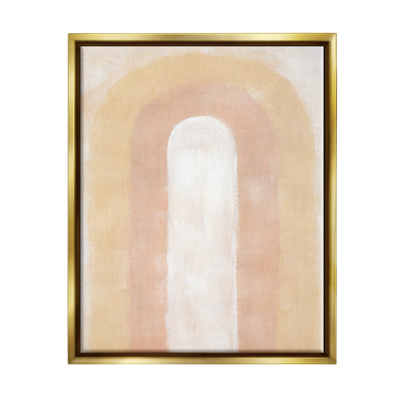 Abstrait arc-en-ciel abstrait encadré sur bois, Cadre flottant métallique doré, H 31 po x l 25 po x P 1,7 po