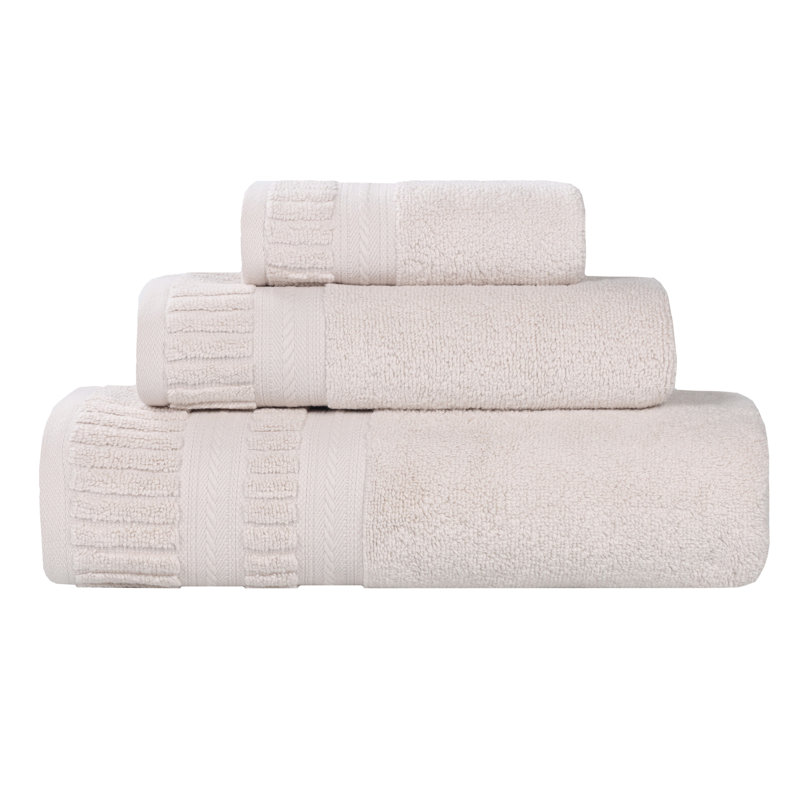 Venice Zero Twist Cotton Medium Weight Soft Absorbent Towel Set, Silver, 3 Piece Towel Set