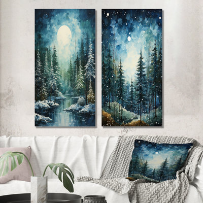 «Winter Snowy Evergreen», 2 pièces