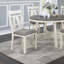 Table de salle à manger 5 pièces Table de salle à manger ronde et 4 chaises d'appoint Coussin en tissu gris Plateau de table en bois blanc