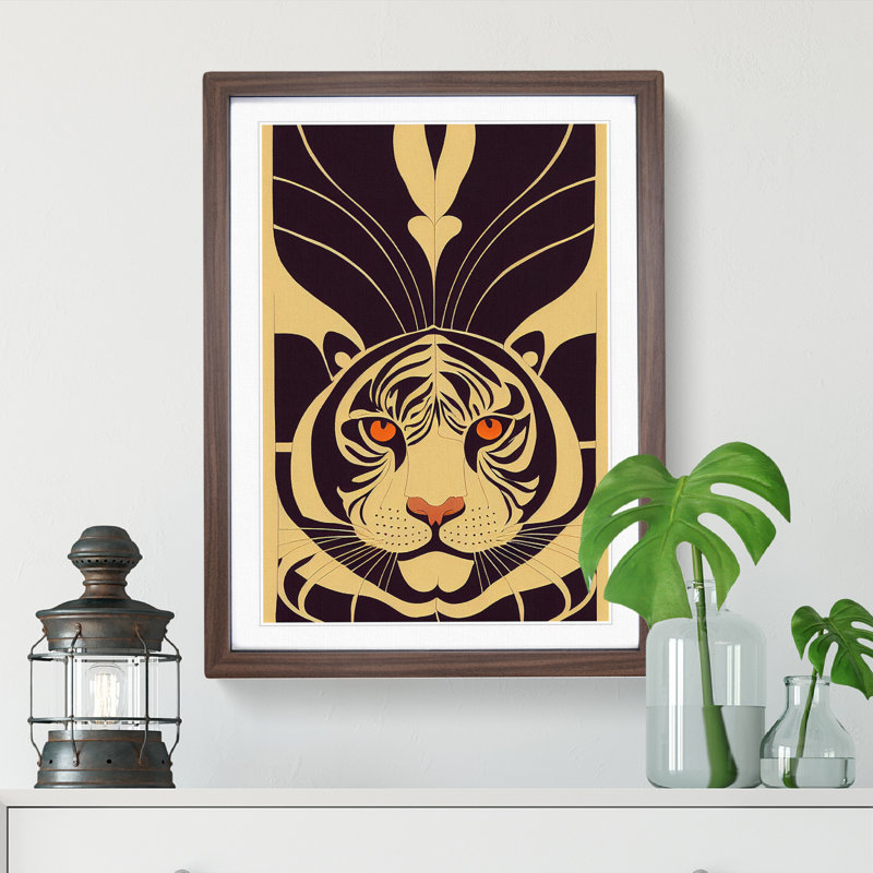 Tiger Deco - Framed Print, Walnut Framed, 34cm H x 25cm W x 2cm D