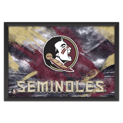Sporticulture NCAA Florida State - Affiche encadrée avec logo de l'équipe, style pinceau, 35,5 x 51 cm (14 x 20 pouces) - Décoration murale pour les amateurs de football