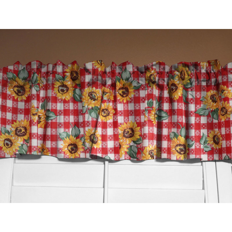 Cantonnière à imprimé tournesols, L 58 po x L 18 po, Rouge taverne