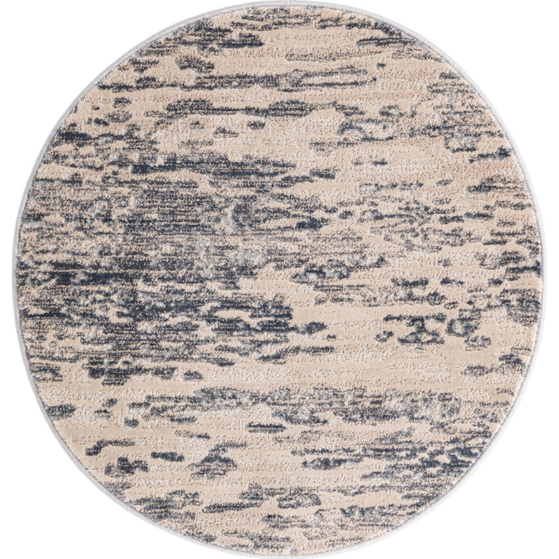 Tapis contemporain Araceli couleur chameau, Rond 3 pi