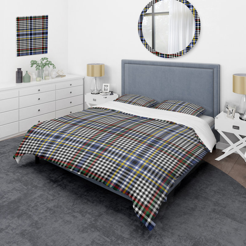 Ensemble de housse de couette en microfibre noir / blanc 3 pièces, Housse de couette pour grand lit et 2 taies décor