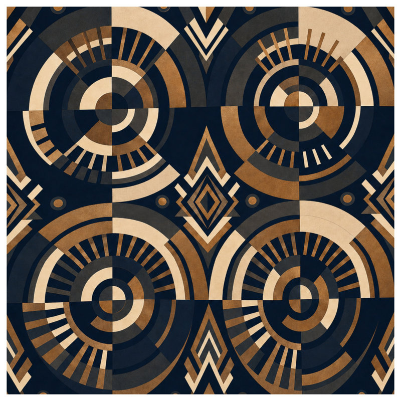 Circular Geometric Pattern Bath Mat, 34in W x 21in L