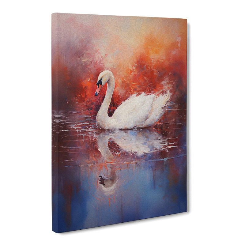 Swan Gestural - Wrapped Canvas, 50cm H x 35cm W x 3cm D