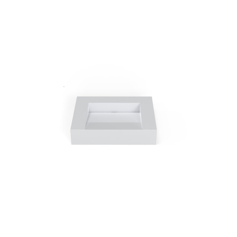 Badeloft 23.6" x 19.6" Square Stone Resin Wall Mounted Bathroom Sink WT-04-E-G in Glossy White, Gloss White