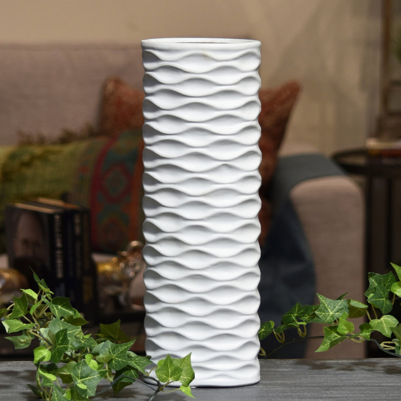 Divito Ceramic / Porcelain Table Vase, 16.25" H x 5.25" W x 4.25" D