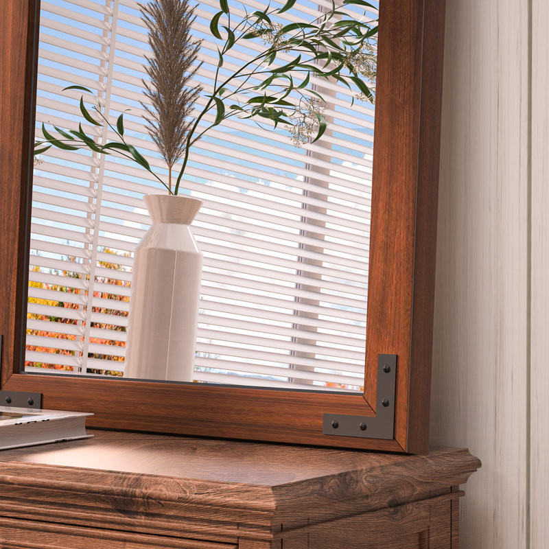 Gwenneth Rectangle Wood Mirror for Bathroom, Solid Pine Wood, 24" x 36", Black