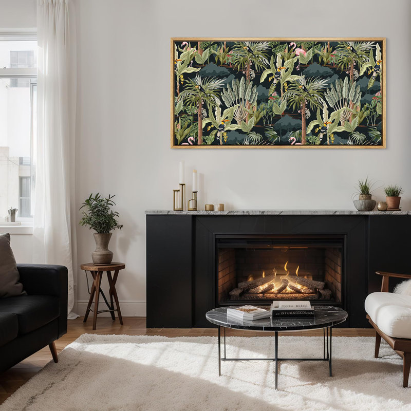 «Tropical Palm Tropical Splendor», reproduction d'art sur toile encadrée, H 30 po x l 60 po, Naturel