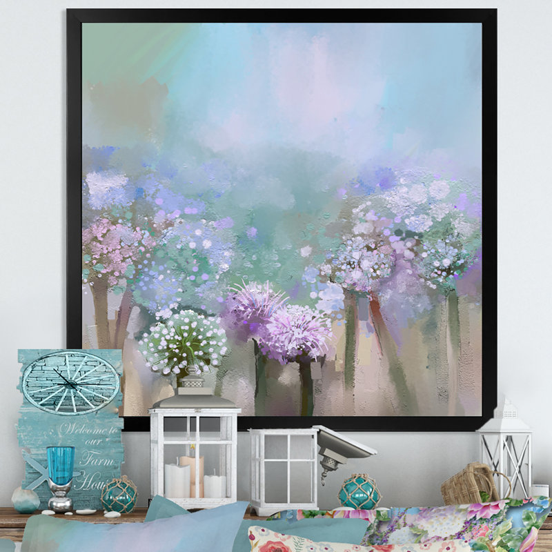 «Grunge Pastel Spring Flowers Bouquet», reproduction d'art sur toile, H 16 po x l 16 po x P 1 po, Cadre noir