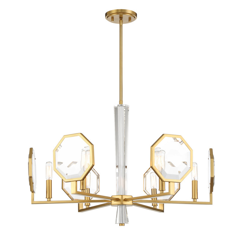 Leighton Warm Brass and Crystal 6-Light Chandelier