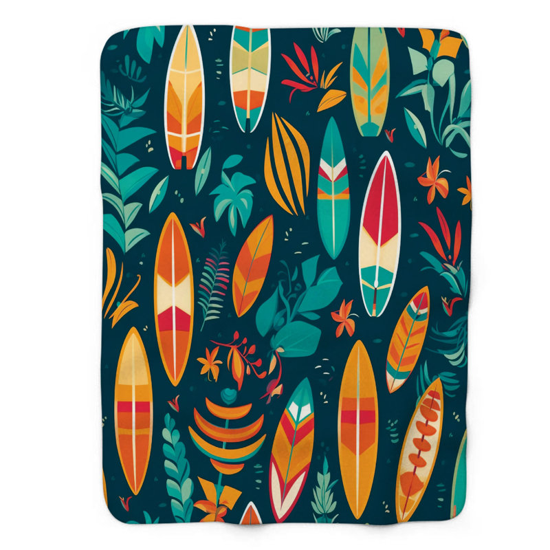 Hawaiian Fusion - Couverture Sherpa de qualité supérieure 1 pièce, L 60 po x L 80 po