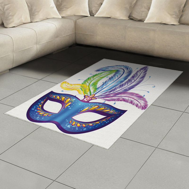 Tapis décoratif en fibres de polyester à haute densité Mardi Gras, Rectangle— 4 pi x 5 pi 8 po
