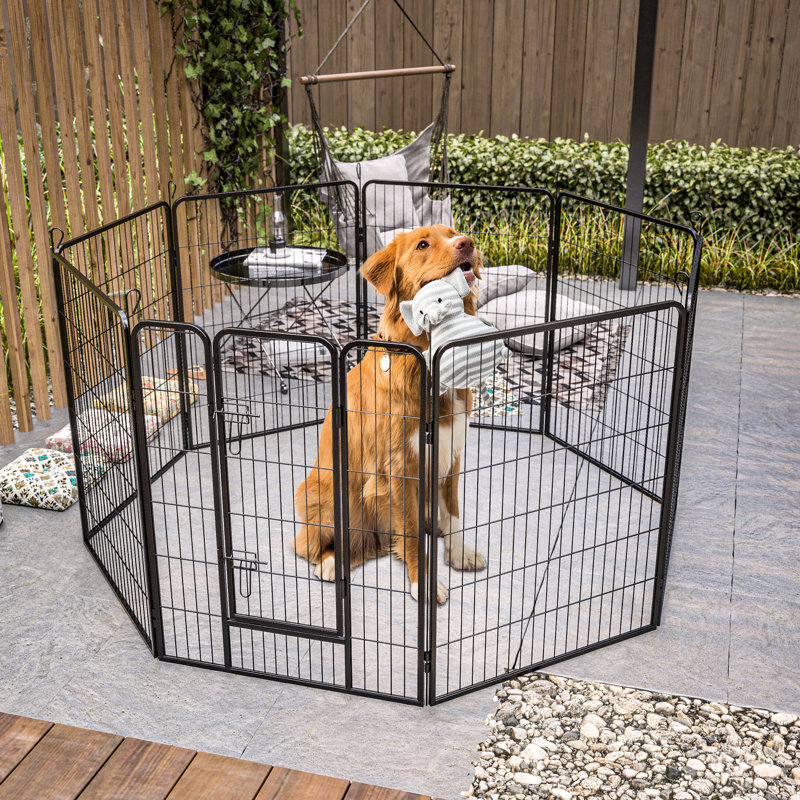 Parc d'extérieur pour animaux de compagnie 40 po. Métal robuste, rouille. Sécuritaire et sécuritaire pour les chiens. Pliable, portable. Facile à assembler. Clôture convenable 40 po. Rouille. Parc. Installation rapide. Idéal pour le camping et l'utilisation dans la cour