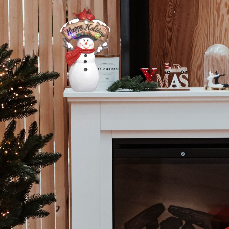 The Holiday Aisle® Christmas Decorations Indoor, Set Of 3 Crackle Glass  Ball With LED Lights Christmas Snowman Home Decor, Christmas Table  Decorations Lighted Globes With Timer For Mantel Fireplace Tabletop