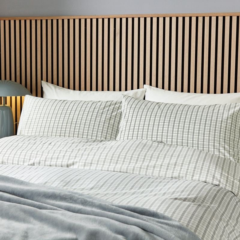 Tranquil Check Duvet Cover Set, Grey Chequered, Single Duvet Cover + 1 Pillowcase