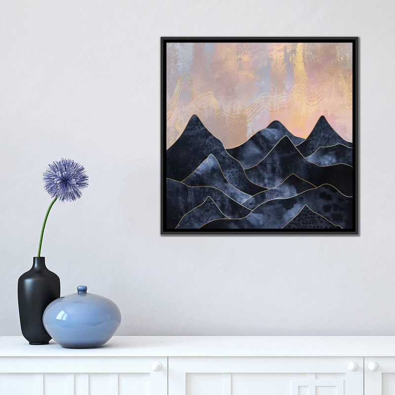 « mountainscape », impression sur toile, H 37 po x l 37 po x P 1,5 po, Toile avec cadre noir, Pas de tapis