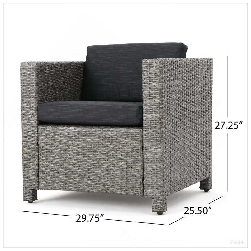 Ensemble 4 pièces PUERTA, Coussin noir / structure grise